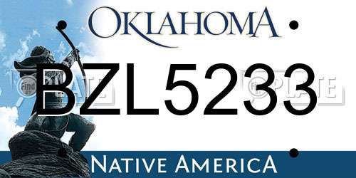 BZL5233 Oklahoma License Plate