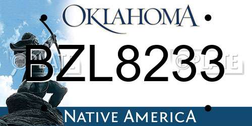 BZL8233 Oklahoma License Plate