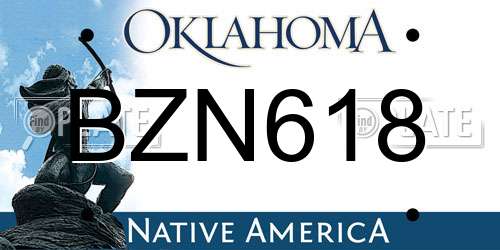 BZN618 Oklahoma License Plate