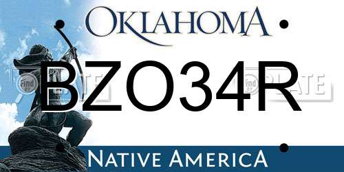 BZO34R Oklahoma License Plate