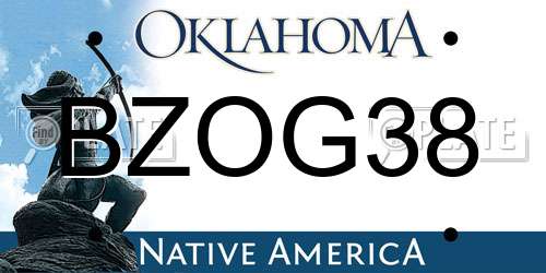BZOG38 Oklahoma License Plate