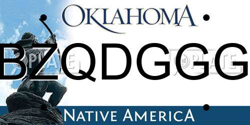 BZQDGGG Oklahoma License Plate