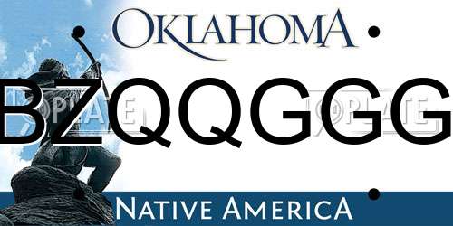 BZQQGGG Oklahoma License Plate