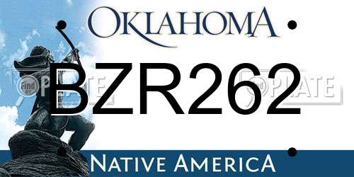 BZR262 Oklahoma License Plate