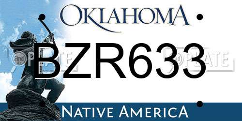 BZR633 Oklahoma License Plate