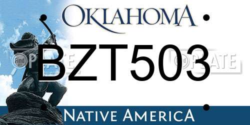 BZT503 Oklahoma License Plate