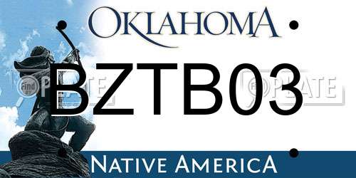 BZTB03 Oklahoma License Plate
