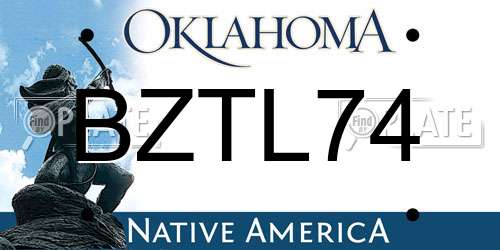 BZTL74 Oklahoma License Plate