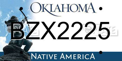 BZX2225 Oklahoma License Plate