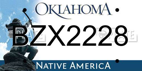 BZX2228 Oklahoma License Plate