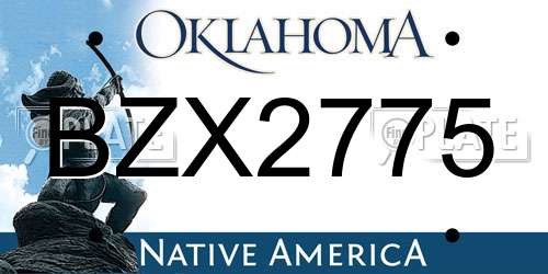 BZX2775 Oklahoma License Plate