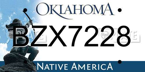 BZX7228 Oklahoma License Plate