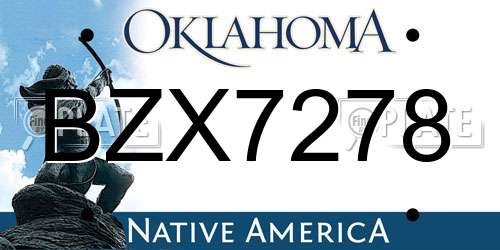 BZX7278 Oklahoma License Plate