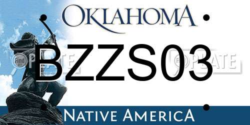 BZZS03 Oklahoma License Plate