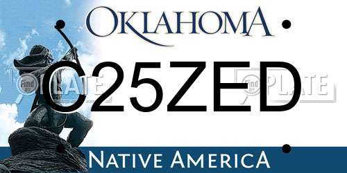 C25ZED Oklahoma License Plate