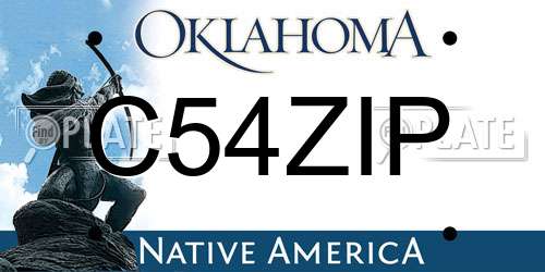 C54ZIP Oklahoma License Plate
