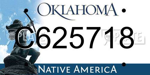 C625718 Oklahoma License Plate