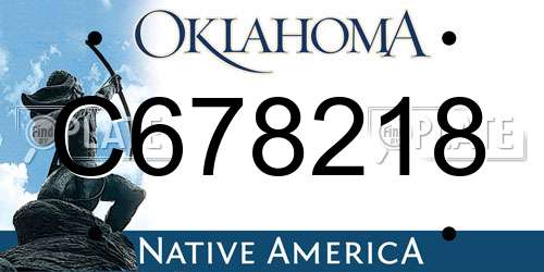 C678218 Oklahoma License Plate