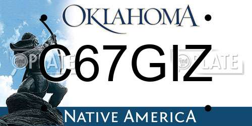 C67GIZ Oklahoma License Plate