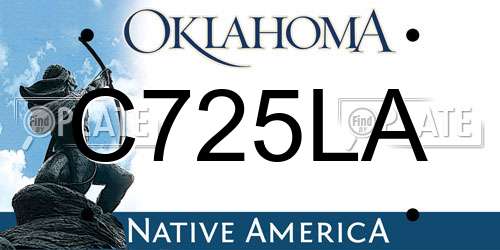 C725LA Oklahoma License Plate