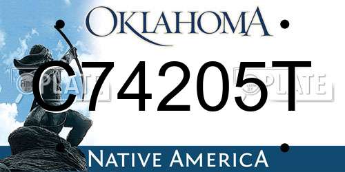 C74205T Oklahoma License Plate