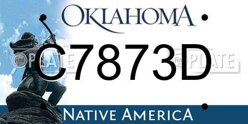 C7873D Oklahoma License Plate