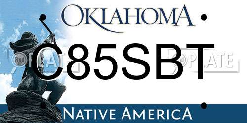 C85SBT Oklahoma License Plate