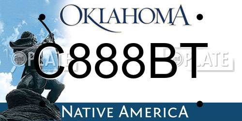 C888BT Oklahoma License Plate