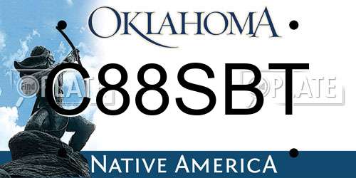 C88SBT Oklahoma License Plate