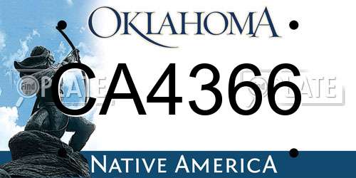 CA4366 Oklahoma License Plate