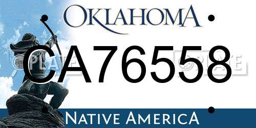 CA76558 Oklahoma License Plate