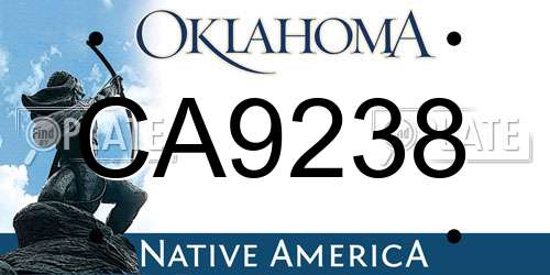 CA9238 Oklahoma License Plate