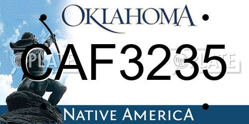 CAF3235 Oklahoma License Plate