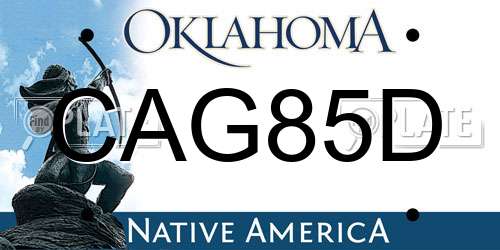 CAG85D Oklahoma License Plate