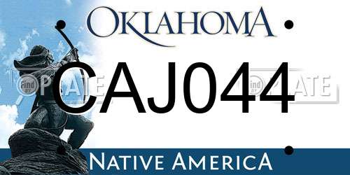 CAJ044 Oklahoma License Plate