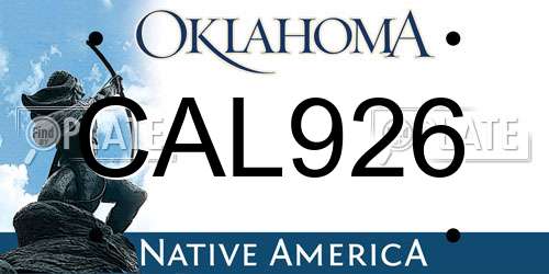 CAL926 Oklahoma License Plate