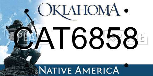 CAT6858 Oklahoma License Plate