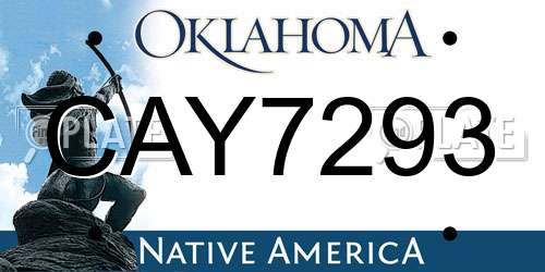 CAY7293 Oklahoma License Plate