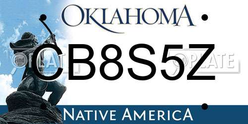 CB8S5Z Oklahoma License Plate