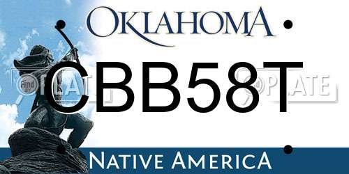 CBB58T Oklahoma License Plate