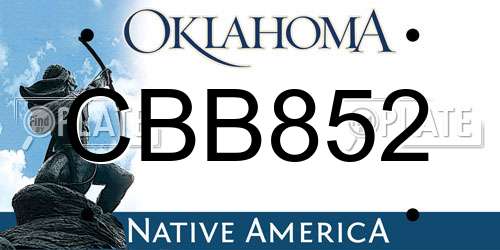 CBB852 Oklahoma License Plate