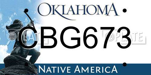 CBG673 Oklahoma License Plate