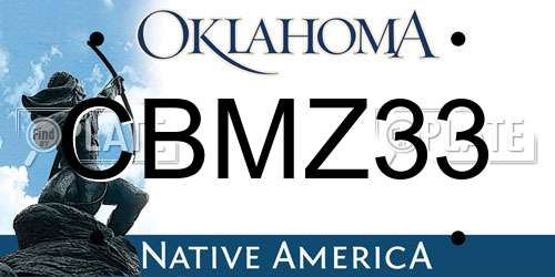 CBMZ33 Oklahoma License Plate