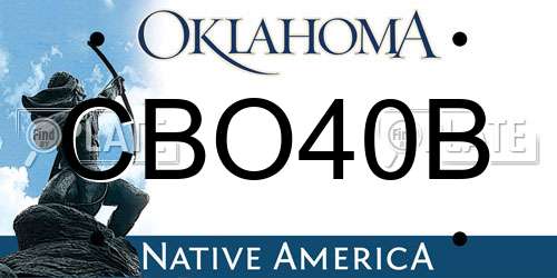 CBO40B Oklahoma License Plate