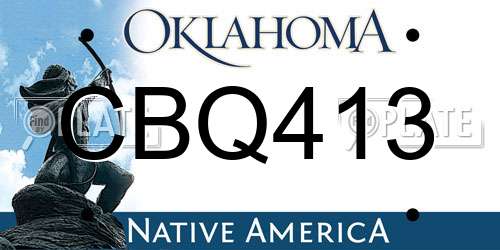 CBQ413 Oklahoma License Plate
