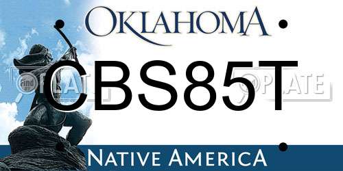 CBS85T Oklahoma License Plate