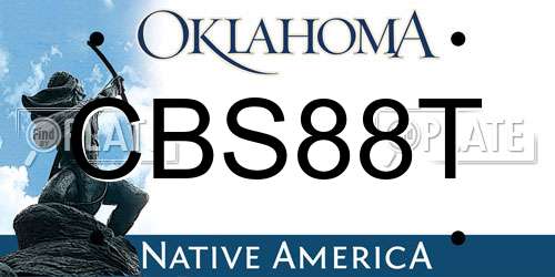 CBS88T Oklahoma License Plate