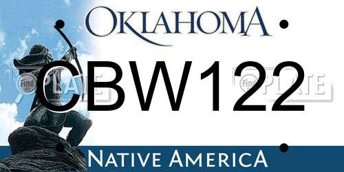 CBW122 Oklahoma License Plate