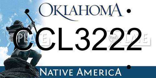 CCL3222 Oklahoma License Plate