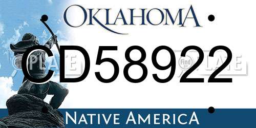 CD58922 Oklahoma License Plate